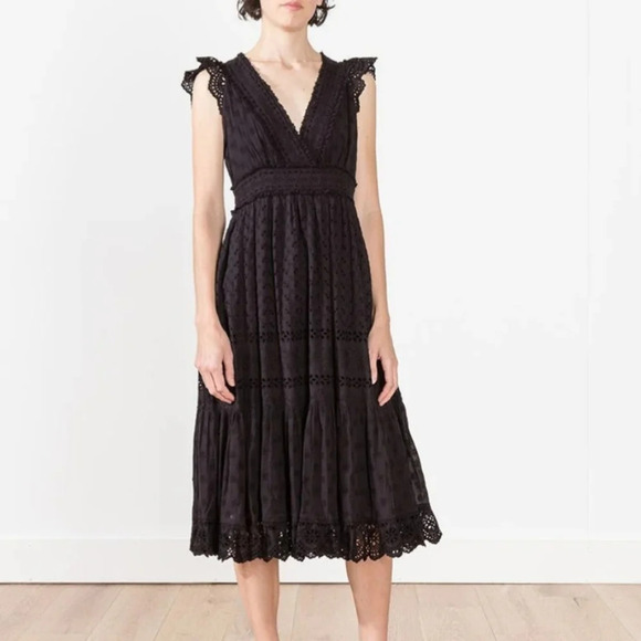 Ulla Johnson Dresses & Skirts - ulla johnson marjorie black noir eyelet lace mid dress